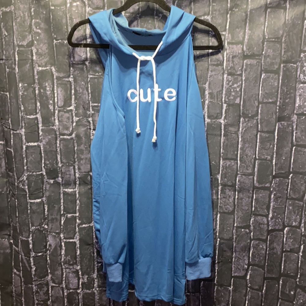 SHEIN Plus Cold Shoulder Long Drawstring Hoodie 3X CUTE